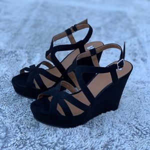 BP | Black strappy wedges